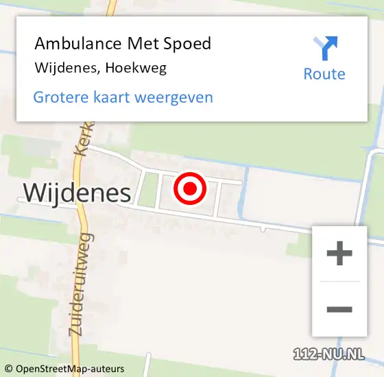 Locatie op kaart van de 112 melding: Ambulance Met Spoed Naar Wijdenes, Hoekweg op 12 mei 2024 05:56