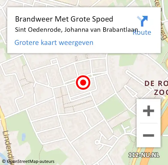 Locatie op kaart van de 112 melding: Brandweer Met Grote Spoed Naar Sint Oedenrode, Johanna van Brabantlaan op 12 mei 2024 06:04