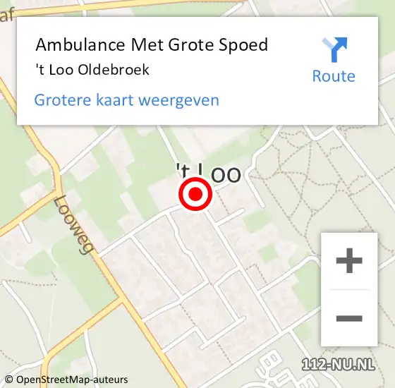 Locatie op kaart van de 112 melding: Ambulance Met Grote Spoed Naar 't Loo Oldebroek op 12 mei 2024 06:07