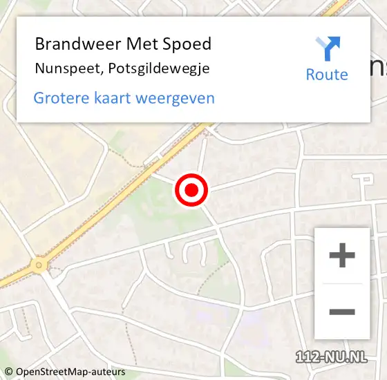 Locatie op kaart van de 112 melding: Brandweer Met Spoed Naar Nunspeet, Potsgildewegje op 5 oktober 2014 15:35