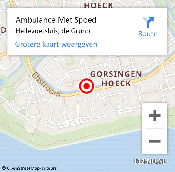 Locatie op kaart van de 112 melding: Ambulance Met Spoed Naar Hellevoetsluis, de Gruno op 12 mei 2024 06:39