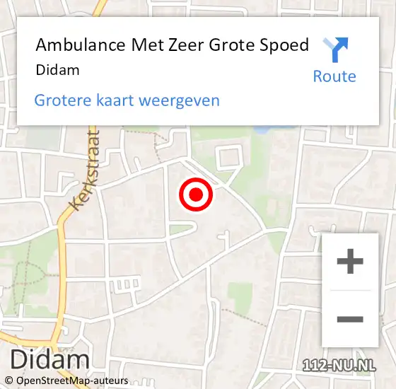 Locatie op kaart van de 112 melding: Ambulance Met Zeer Grote Spoed Naar Didam op 12 mei 2024 06:49