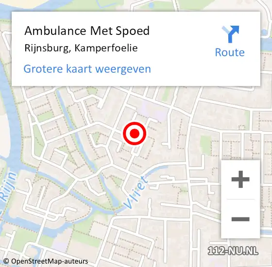Locatie op kaart van de 112 melding: Ambulance Met Spoed Naar Rijnsburg, Kamperfoelie op 12 mei 2024 07:28