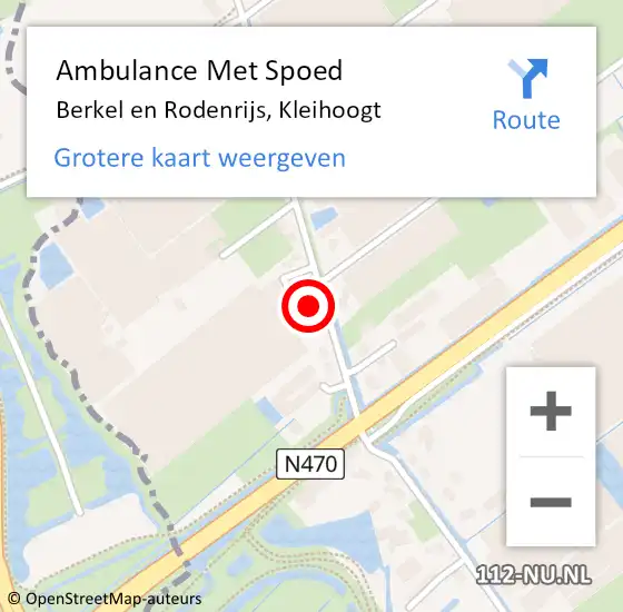 Locatie op kaart van de 112 melding: Ambulance Met Spoed Naar Berkel en Rodenrijs, Kleihoogt op 12 mei 2024 08:28