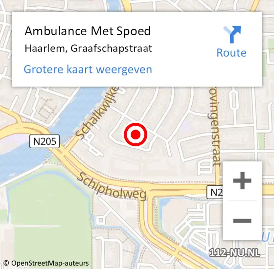 Locatie op kaart van de 112 melding: Ambulance Met Spoed Naar Haarlem, Graafschapstraat op 12 mei 2024 08:42