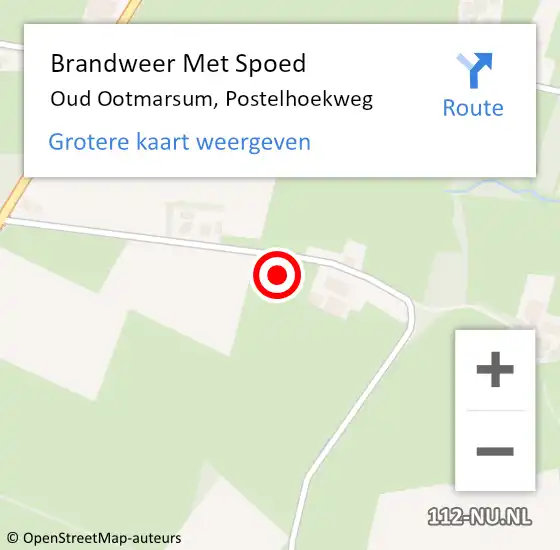 Locatie op kaart van de 112 melding: Brandweer Met Spoed Naar Oud Ootmarsum, Postelhoekweg op 12 mei 2024 08:44