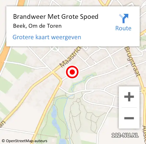 Locatie op kaart van de 112 melding: Brandweer Met Grote Spoed Naar Beek, Om de Toren op 12 mei 2024 09:08