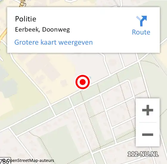 Locatie op kaart van de 112 melding: Politie Eerbeek, Doonweg op 12 mei 2024 09:32