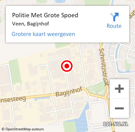 Locatie op kaart van de 112 melding: Politie Met Grote Spoed Naar Veen, Bagijnhof op 12 mei 2024 09:43