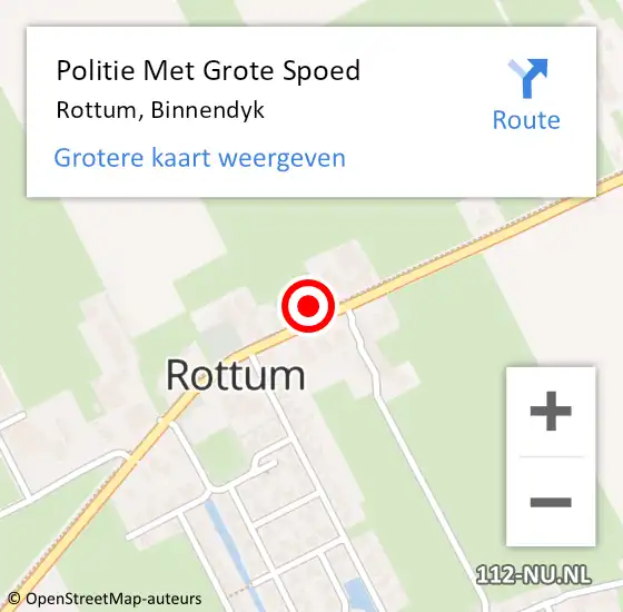 Locatie op kaart van de 112 melding: Politie Met Grote Spoed Naar Rottum, Binnendyk op 12 mei 2024 09:48