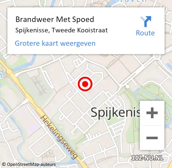 Locatie op kaart van de 112 melding: Brandweer Met Spoed Naar Spijkenisse, Tweede Kooistraat op 12 mei 2024 10:06
