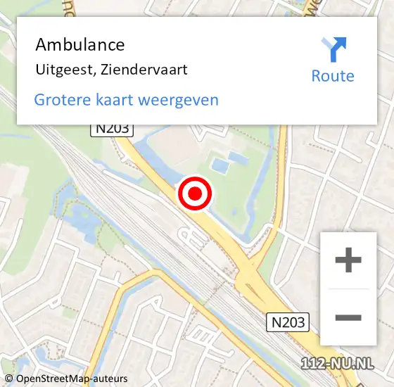 Locatie op kaart van de 112 melding: Ambulance Uitgeest, Ziendervaart op 12 mei 2024 10:24