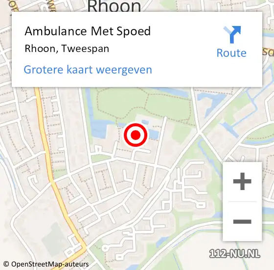 Locatie op kaart van de 112 melding: Ambulance Met Spoed Naar Rhoon, Tweespan op 12 mei 2024 10:26