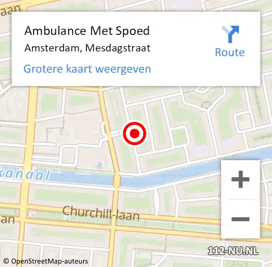 Locatie op kaart van de 112 melding: Ambulance Met Spoed Naar Amsterdam, Mesdagstraat op 12 mei 2024 10:27