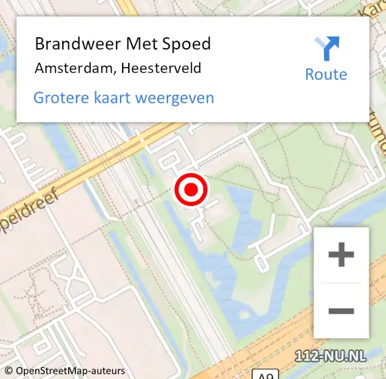Locatie op kaart van de 112 melding: Brandweer Met Spoed Naar Amsterdam, Heesterveld op 12 mei 2024 10:34