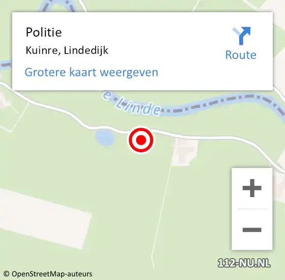 Locatie op kaart van de 112 melding: Politie Kuinre, Lindedijk op 12 mei 2024 10:35