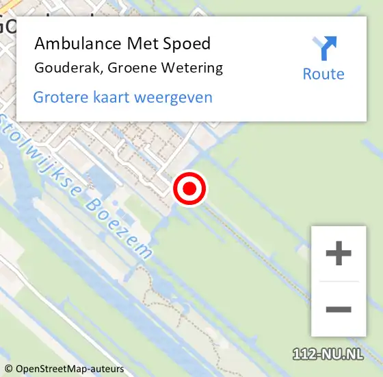 Locatie op kaart van de 112 melding: Ambulance Met Spoed Naar Gouderak, Groene Wetering op 12 mei 2024 10:40