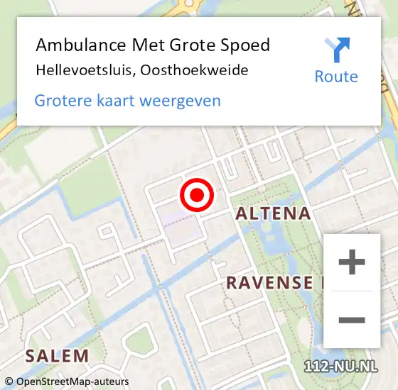 Locatie op kaart van de 112 melding: Ambulance Met Grote Spoed Naar Hellevoetsluis, Oosthoekweide op 12 mei 2024 10:44