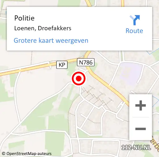 Locatie op kaart van de 112 melding: Politie Loenen, Droefakkers op 12 mei 2024 10:52