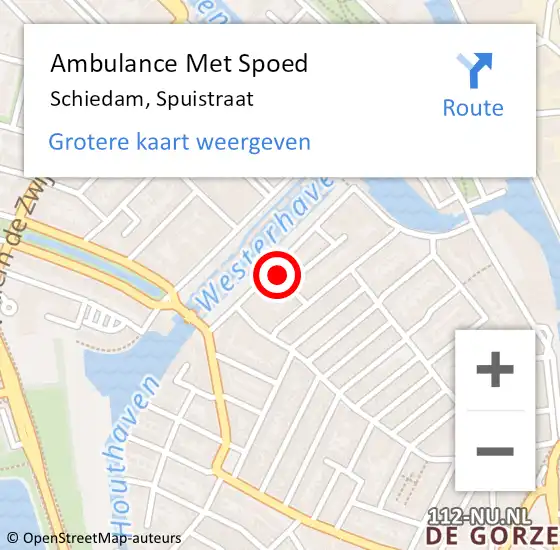 Locatie op kaart van de 112 melding: Ambulance Met Spoed Naar Schiedam, Spuistraat op 12 mei 2024 10:55