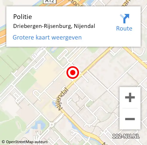 Locatie op kaart van de 112 melding: Politie Driebergen-Rijsenburg, Nijendal op 12 mei 2024 10:56