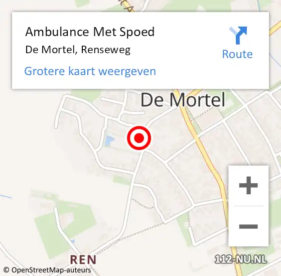 Locatie op kaart van de 112 melding: Ambulance Met Spoed Naar De Mortel, Renseweg op 5 oktober 2014 16:00