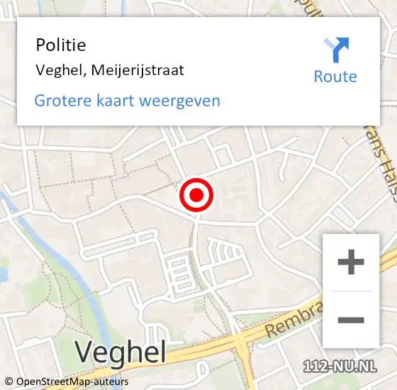 Locatie op kaart van de 112 melding: Politie Veghel, Meijerijstraat op 12 mei 2024 11:17