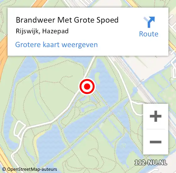 Locatie op kaart van de 112 melding: Brandweer Met Grote Spoed Naar Rijswijk, Hazepad op 12 mei 2024 11:18