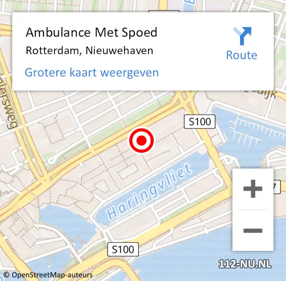 Locatie op kaart van de 112 melding: Ambulance Met Spoed Naar Rotterdam, Nieuwehaven op 12 mei 2024 11:27