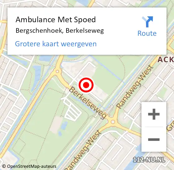 Locatie op kaart van de 112 melding: Ambulance Met Spoed Naar Bergschenhoek, Berkelseweg op 12 mei 2024 11:40