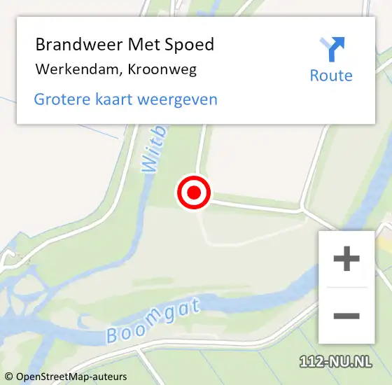 Locatie op kaart van de 112 melding: Brandweer Met Spoed Naar Werkendam, Kroonweg op 12 mei 2024 11:48