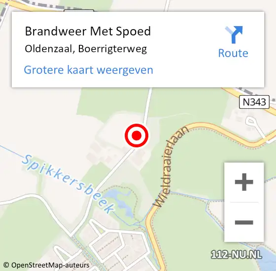 Locatie op kaart van de 112 melding: Brandweer Met Spoed Naar Oldenzaal, Boerrigterweg op 12 mei 2024 11:52