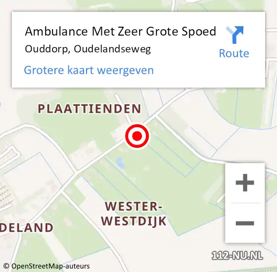 Locatie op kaart van de 112 melding: Ambulance Met Zeer Grote Spoed Naar Ouddorp, Oudelandseweg op 12 mei 2024 11:55