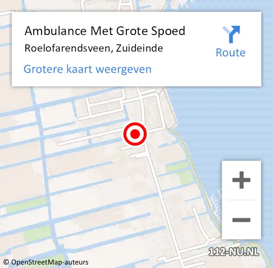 Locatie op kaart van de 112 melding: Ambulance Met Grote Spoed Naar Roelofarendsveen, Zuideinde op 12 mei 2024 11:58