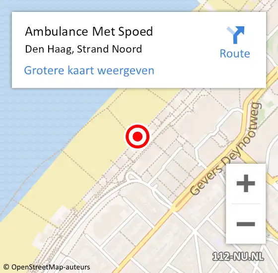 Locatie op kaart van de 112 melding: Ambulance Met Spoed Naar Den Haag, Strand Noord op 12 mei 2024 11:59