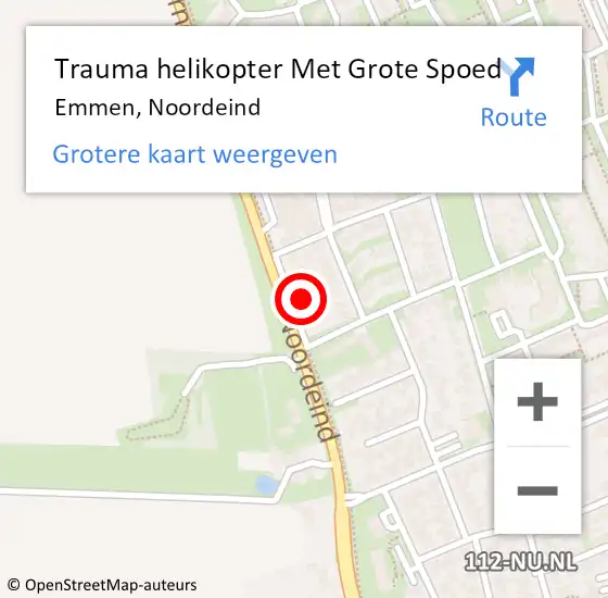 Locatie op kaart van de 112 melding: Trauma helikopter Met Grote Spoed Naar Emmen, Noordeind op 12 mei 2024 12:34