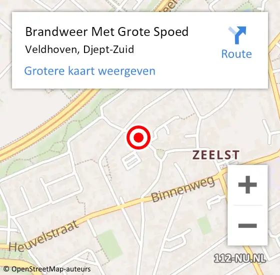 Locatie op kaart van de 112 melding: Brandweer Met Grote Spoed Naar Veldhoven, Djept-Zuid op 12 mei 2024 12:39