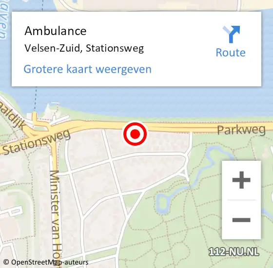 Locatie op kaart van de 112 melding: Ambulance Velsen-Zuid, Stationsweg op 12 mei 2024 12:41