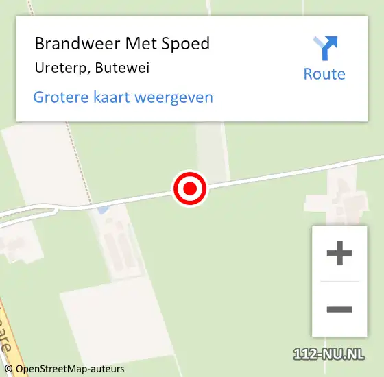 Locatie op kaart van de 112 melding: Brandweer Met Spoed Naar Ureterp, Butewei op 5 oktober 2014 16:11