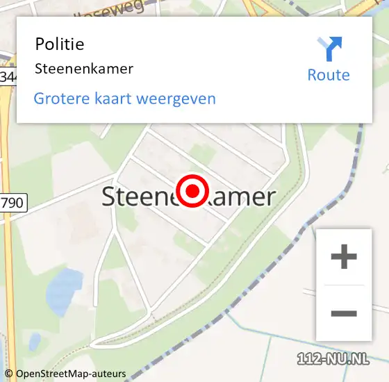 Locatie op kaart van de 112 melding: Politie Steenenkamer op 12 mei 2024 12:55