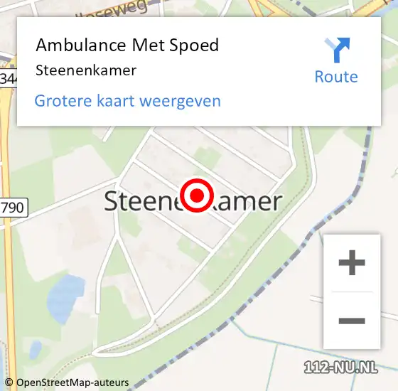 Locatie op kaart van de 112 melding: Ambulance Met Spoed Naar Steenenkamer op 12 mei 2024 13:01