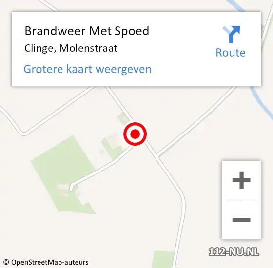 Locatie op kaart van de 112 melding: Brandweer Met Spoed Naar Clinge, Molenstraat op 12 mei 2024 13:10