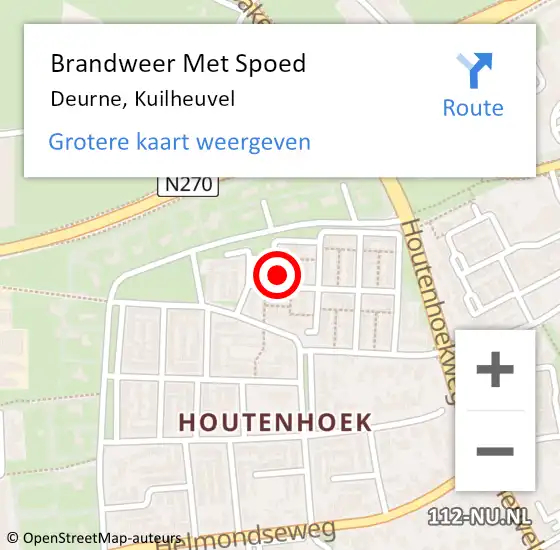 Locatie op kaart van de 112 melding: Brandweer Met Spoed Naar Deurne, Kuilheuvel op 12 mei 2024 13:10