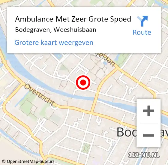 Locatie op kaart van de 112 melding: Ambulance Met Zeer Grote Spoed Naar Bodegraven, Weeshuisbaan op 12 mei 2024 13:21