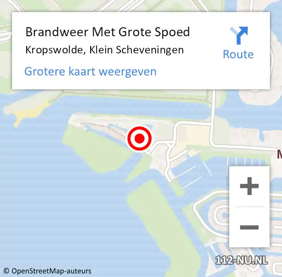 Locatie op kaart van de 112 melding: Brandweer Met Grote Spoed Naar Kropswolde, Klein Scheveningen op 12 mei 2024 13:33