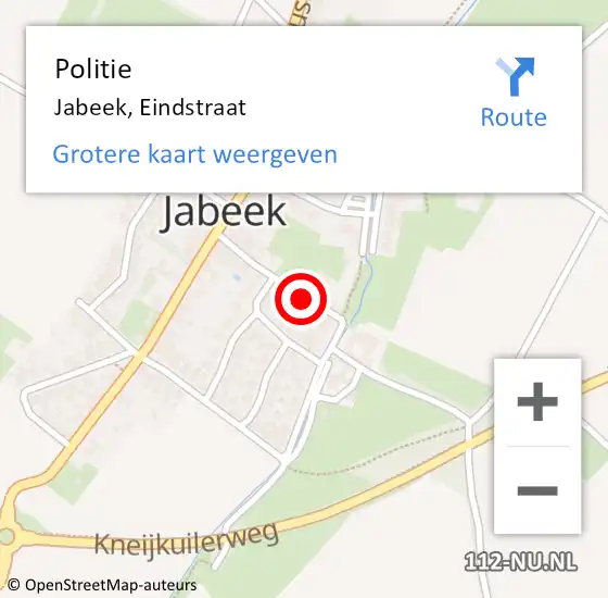Locatie op kaart van de 112 melding: Politie Jabeek, Eindstraat op 12 mei 2024 13:40