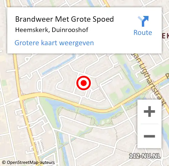 Locatie op kaart van de 112 melding: Brandweer Met Grote Spoed Naar Heemskerk, Duinrooshof op 12 mei 2024 13:45