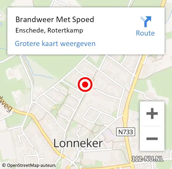 Locatie op kaart van de 112 melding: Brandweer Met Spoed Naar Enschede, Rotertkamp op 12 mei 2024 13:48