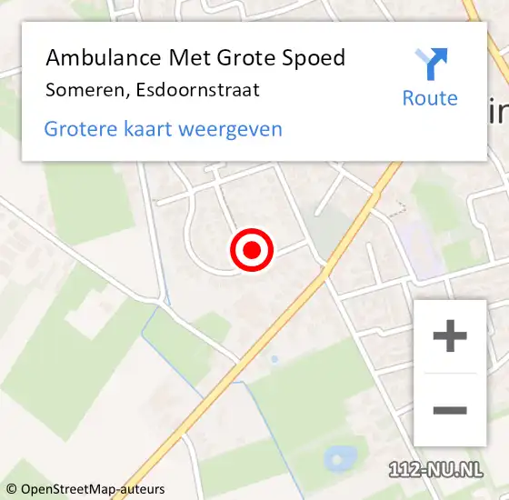 Locatie op kaart van de 112 melding: Ambulance Met Grote Spoed Naar Someren, Esdoornstraat op 12 mei 2024 13:53