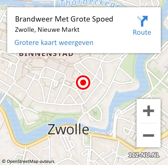 Locatie op kaart van de 112 melding: Brandweer Met Grote Spoed Naar Zwolle, Nieuwe Markt op 12 mei 2024 13:55